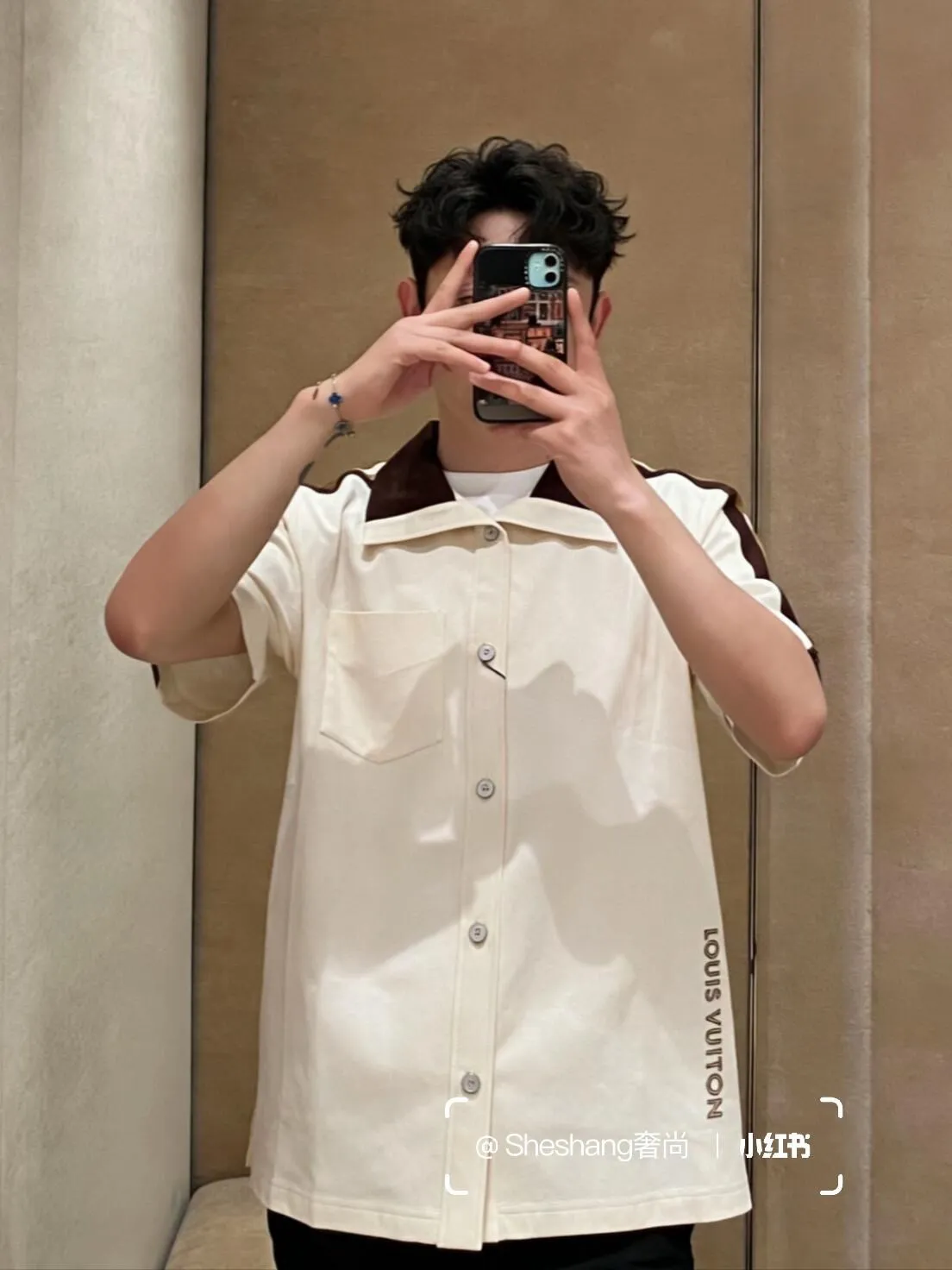 Louis Vuitton/Louis Vuitton 26ss logo web short-sleeved shirt